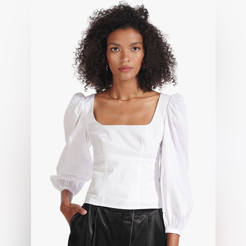 STAUD White Puff Sleeve Blouse